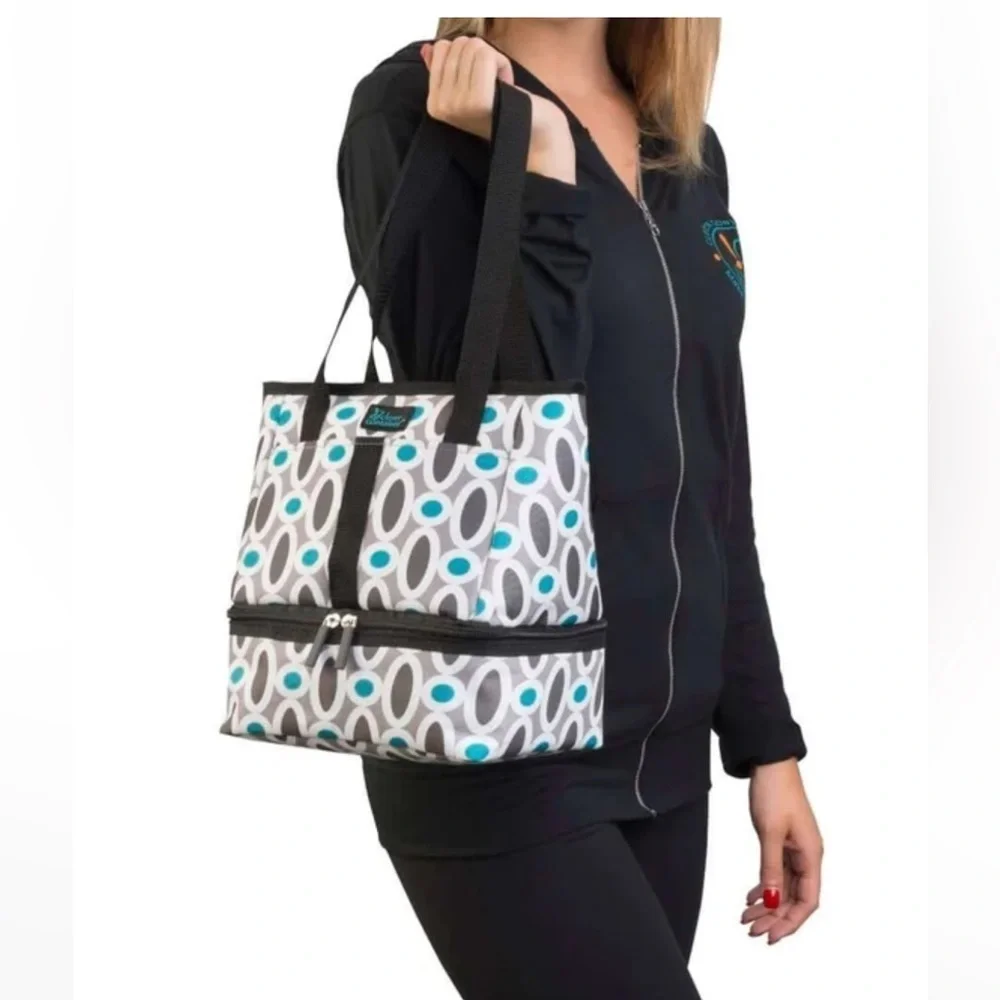 🆕 Insulated Meal Lunch and Snack Bag Tote Two Compartments with Black Handles